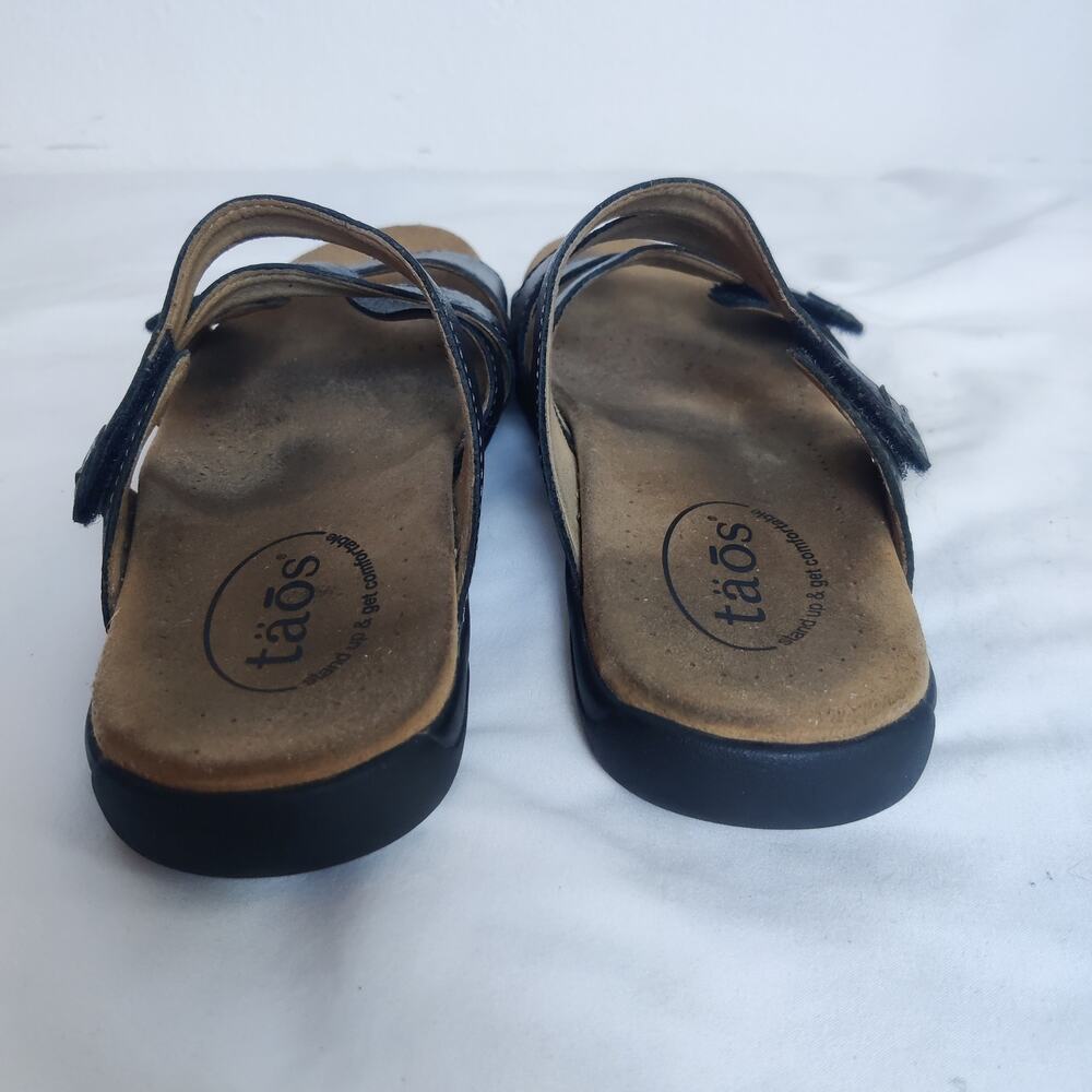Taos Double U Leather Strap Slip On Comfort Walking Sandal Size 7 Arch Support - Picture 4 of 7
